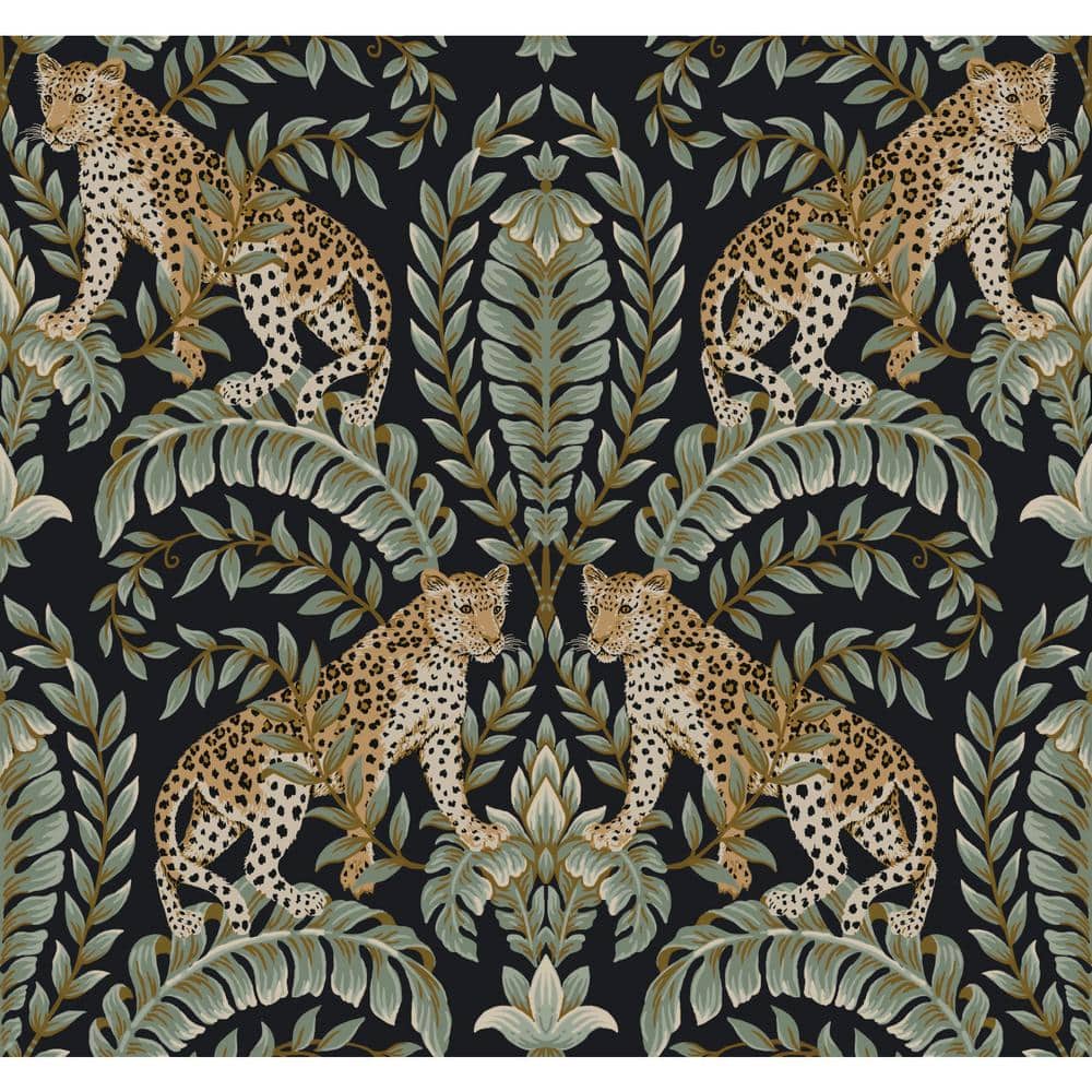 Rainbow Cheetah Wallpaper (Two Roll Set) - Non-woven Wallpaper, Black, Yard  Sample