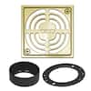 Schluter Kerdi-Drain Contour Shower Grate Kit – Brushed Brass Anodized, Square 4" Grate, With Integrated Bonding Flange For Tile Showers
