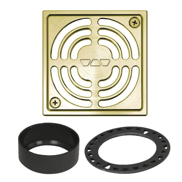 Kerdi-Drain 4 in. Brushed Brass Drain Grate Floor Installation Kit for Accessory