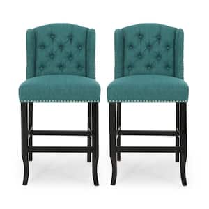 Foxcroft 40.25 in. Teal Wingback Counter Stool (Set of 2)