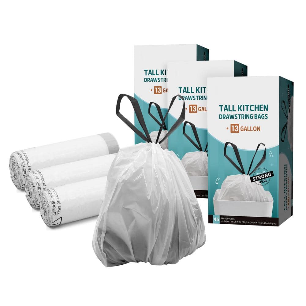 Innovaze 13 gal. Kitchen Trash Bags with Drawstring (135-Count), White