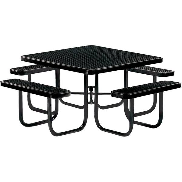 Tradewinds Park 46 in. Black Commercial Square Picnic Table