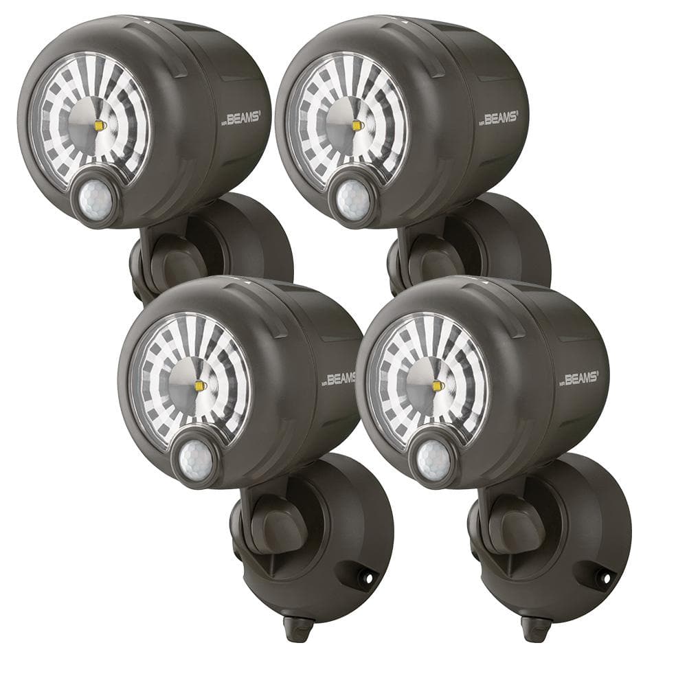 Mr Beams Wireless 120-Degree Bronze Motion Sensing Outdoor Integrated LED  Security Spot Light (4-Pack) MB361XT-BRN-04 - The Home Depot