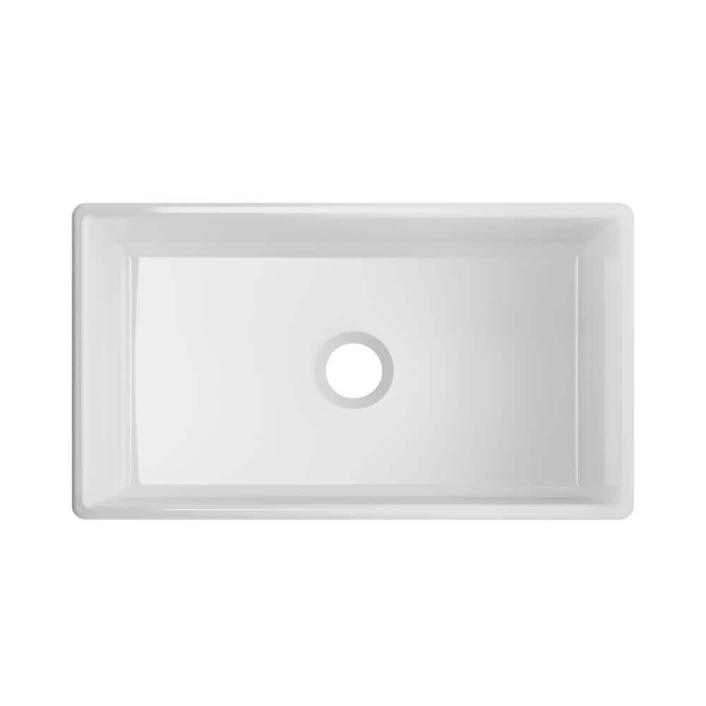 33 in. White Fireclay Farmhouse Apron Front Undermount Single Bowl ...