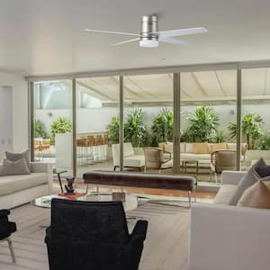52 in. Integrated LED Brushed Nickel Ceiling Fan with Light Kit and Remote Control with White Color Changing Technology