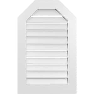 24 in. x 38 in. Octagonal Top Surface Mount PVC Gable Vent: Functional with Standard Frame