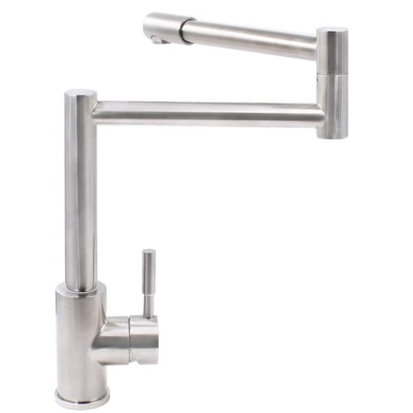 Novatto The Max Commercial Single Hole Single-Handle Kitchen Faucet in Stainless Steel with 360 Pivotal Head