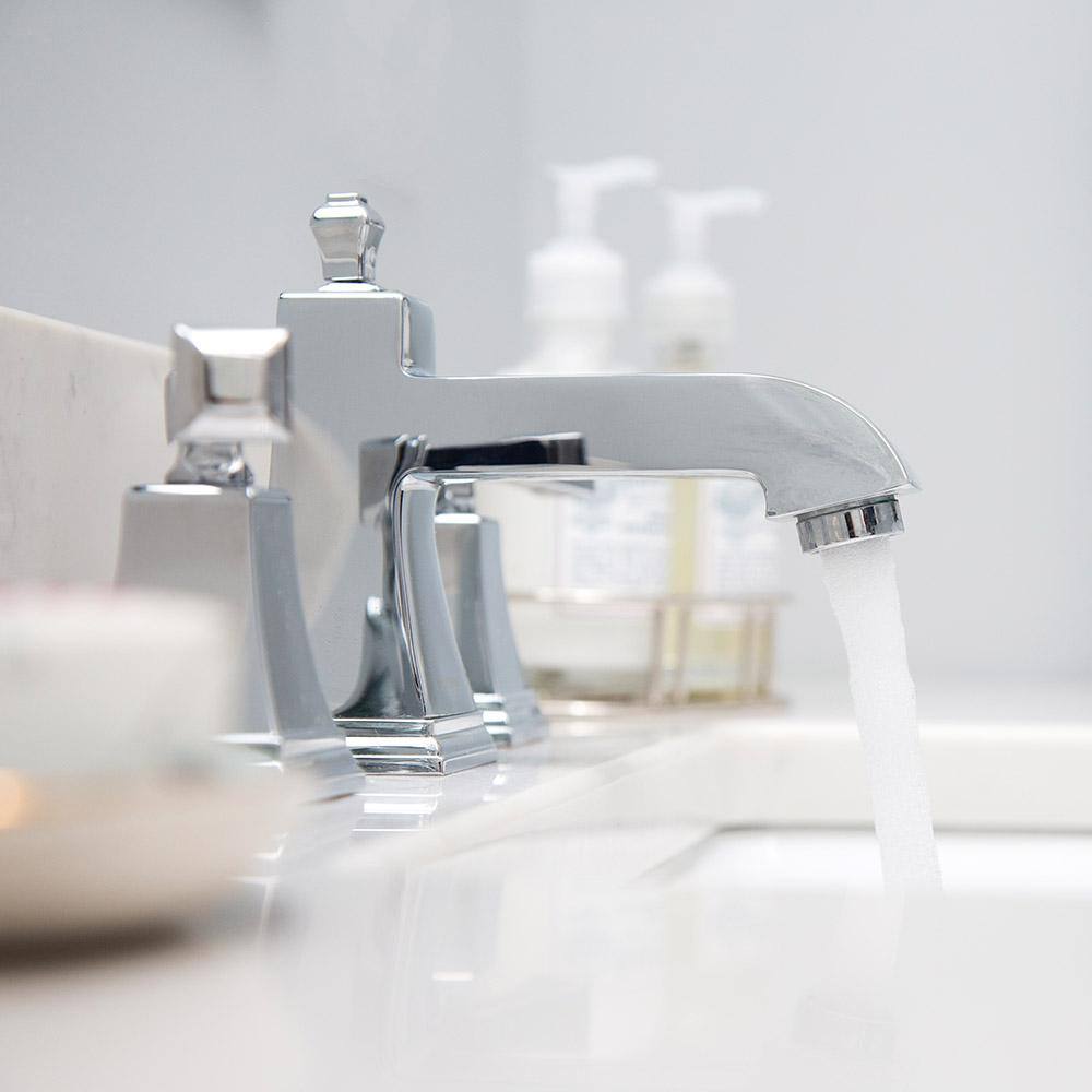 Rainier Square Chrome 8 in. Widespread Polished Bathroom Faucet