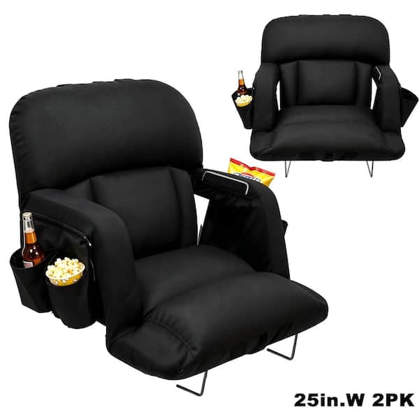 2PK Padded Stadium Seat W/ Back Support,Sofa Style Cushion Bleacher Chair, Reclining Bleacher Chair with Armrests,25in.