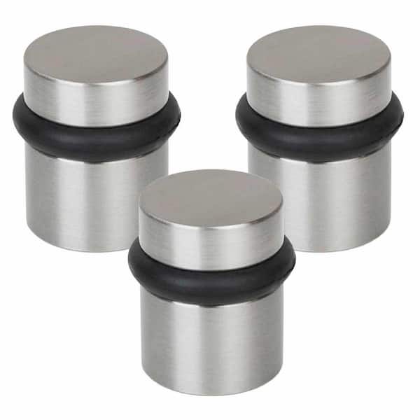 Floor Door Stopper Satin Nickel-3 Pack Quickly Installed Wall Protector and Door Knobs-1.5 in.