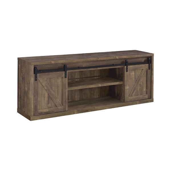 Coaster Home Furnishings Brockton Rustic Oak 3-Shelf Sliding Doors TV Stand Fits TV's up to 80 in.