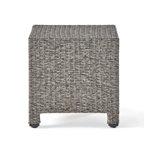 Noble House Puerta Black Faux Rattan Outdoor Side Table