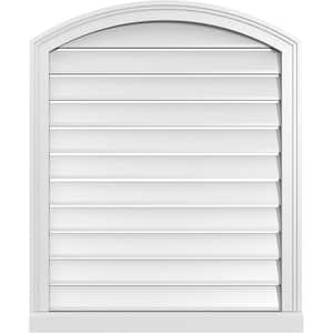 28 in. x 32 in. Arch Top Surface Mount PVC Gable Vent: Decorative with Brickmould Sill Frame