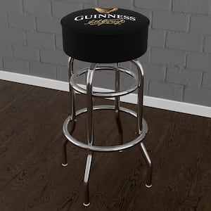 Guinness Signature 31 in. Black Backless Metal Bar Stool with Vinyl Seat