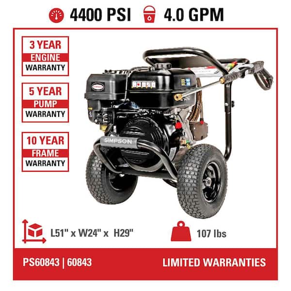 SIMPSON 4400 PSI 4.0 GPM Cold Water Gas Pressure Washer with