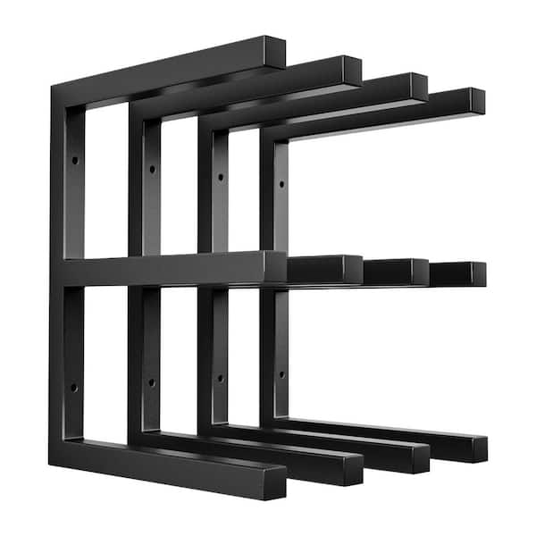 1.20 in. W Black Metal Wall Rack with 6-Level Heavy Duty Shelf, 1200 lbs. Capacity for Storage, Mounting Included
