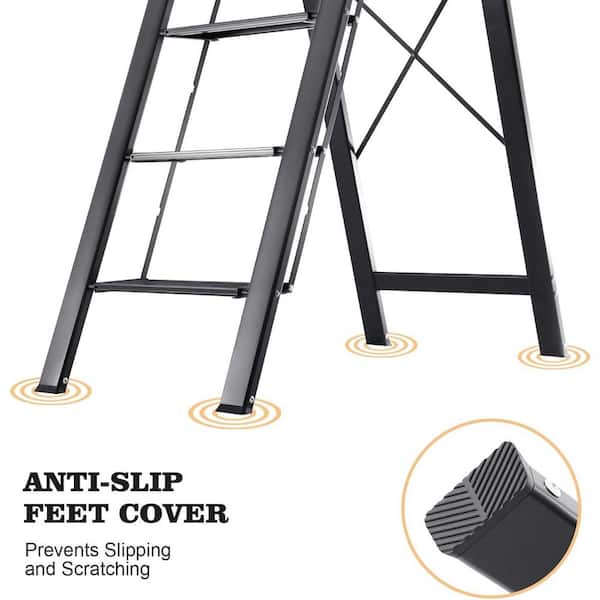 Reach 54 in. H Aluminium 5 Step Lightweight Folding Step Ladder with Non-Slip Pedals and Handrail for Home Silver