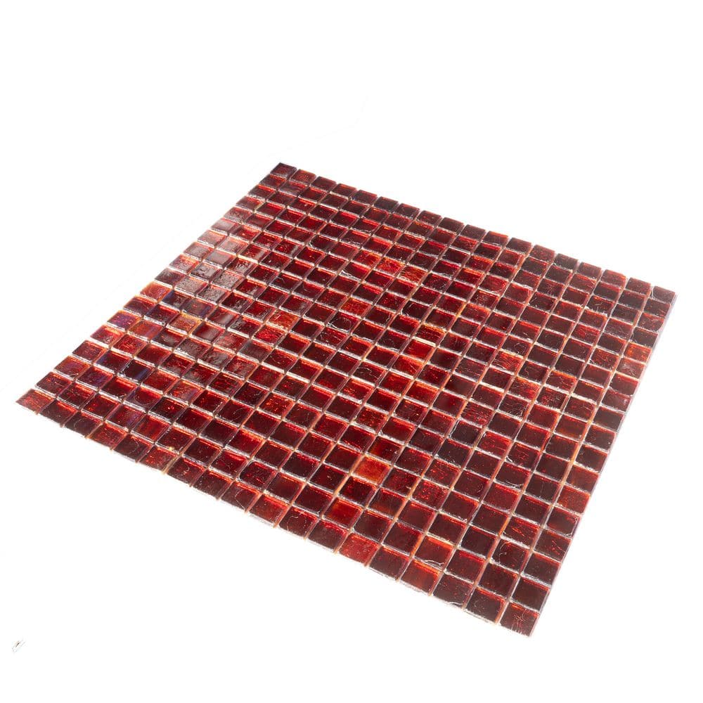 Ruby Red Iridescent Glass Mosaic Wall and Floor Tile