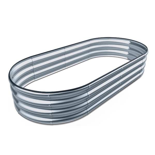 Primehome Galvanized Metal Oval Raised Garden Bed Planter Box 5 ft. L x 3 ft. W x 1 ft. H Outdoor Elevated Planting Bed