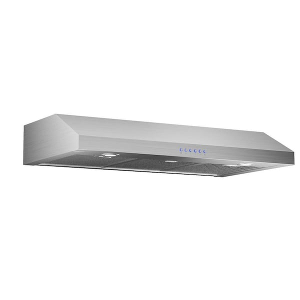 36 in. 400 CFM Ducted Under Cabinet Range Hood in Stainless Steel with 3-Venting Option, Button and Long Term Warranty