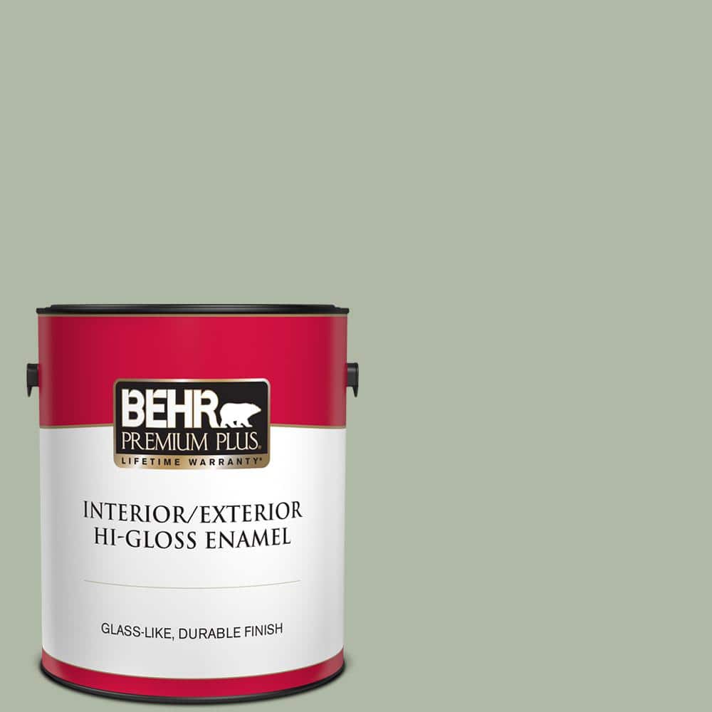BEHR PREMIUM PLUS 1 gal. N3903 Jojoba HiGloss Enamel Interior/Exterior Paint 840001 The