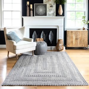Grey Doormat 3 ft. x 5 ft. Rowan Braided Texture Indoor/Outdoor Area Rug