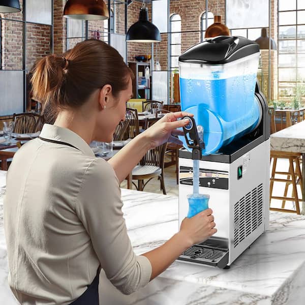 507oz./15L Commercial Slushy Machine, Single Tank 60 Cups, Stainless Steel, for Margaritas, Smoothies, Home, Bars, Cafes
