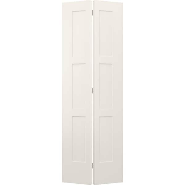 JELD-WEN 32 in. x 96 in. 3 Panel Birkdale Primed Smooth Hollow Core Molded Composite Interior Closet Bi-fold Door