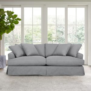 Ciara 93 in. Flared Arm Fabric Rectangle Upholstered Sofa in. Slate Gray