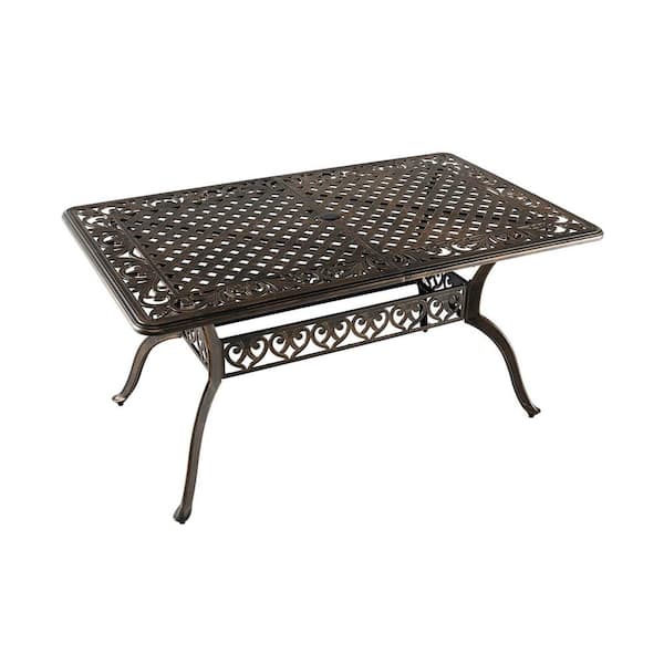 59 in. Cast Aluminum Patio Dining Table with Umbrella Hole fot 6 Persons