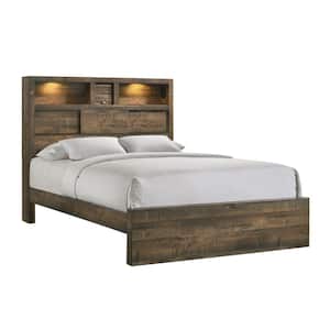 Beckett Walnut King Bookcase Panel Bed with Bluetooth