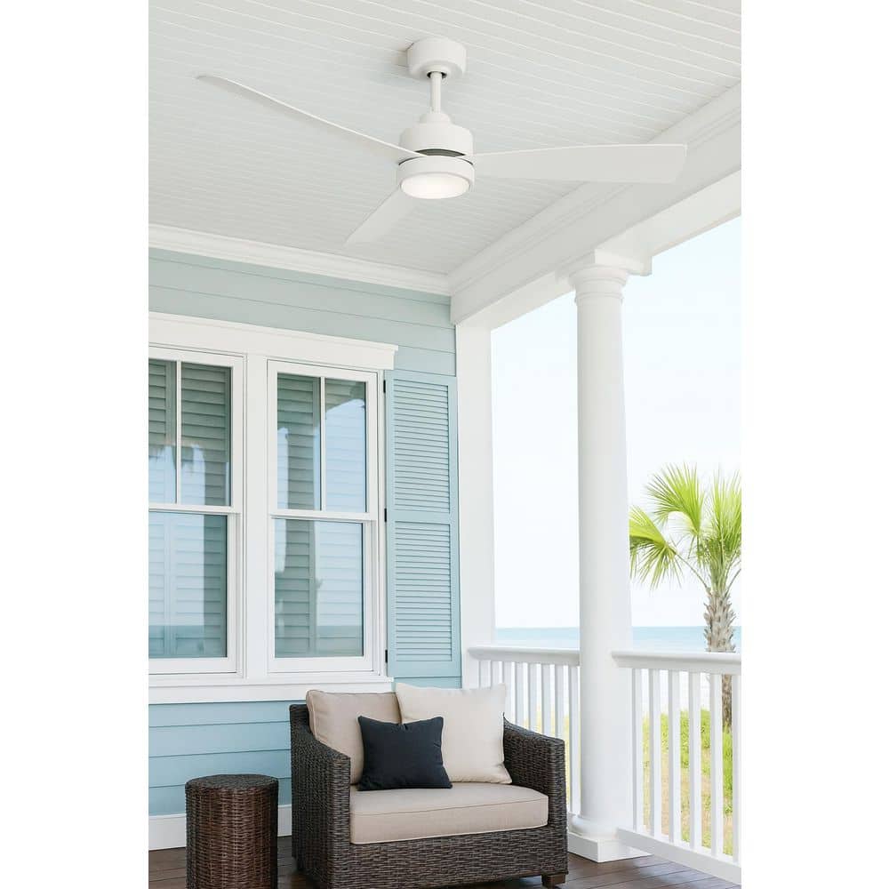 IVER 56.0 in. Integrated LED Indoor/Outdoor Matte White Ceiling Fan with Remote Control price history on PriceWatchPro