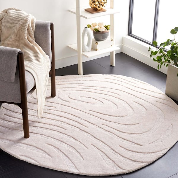 Novelty 5 ft. x 5 ft. Ivory Solid High-Low Specialty Area Rug