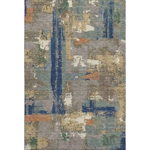 Mayfield Premium Machine Washable Abstract AMF2212 Taupe 10 ft. x 14 ft. Area Rug