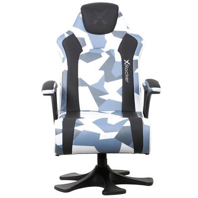 Gray and Black Camo Pedestal Gaming Chair with Padded Armrests