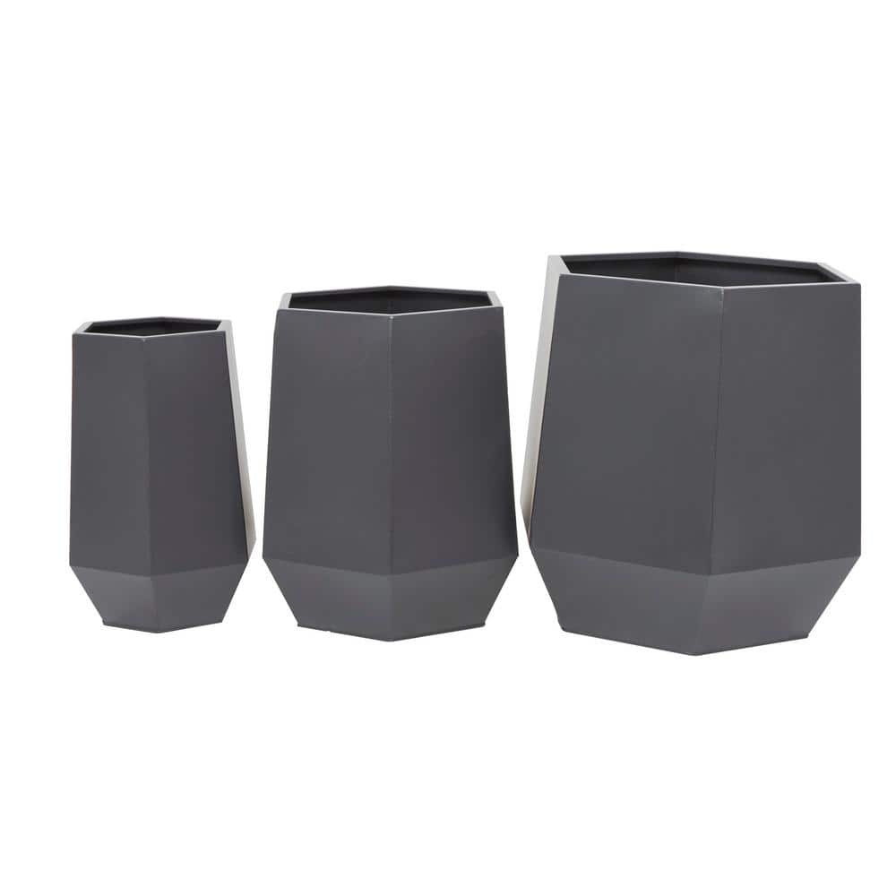 Extra Large Modern Matte Gray Metal Round Planter