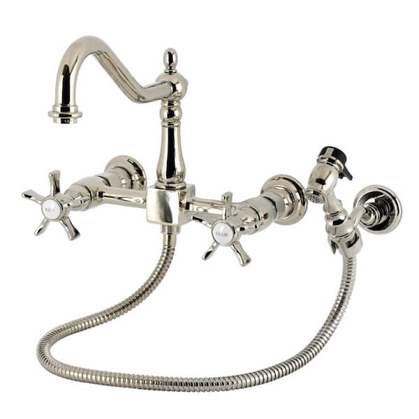 Hamilton 2-Handle Wall Mount Standard Kitchen Faucet in Polished Nickel