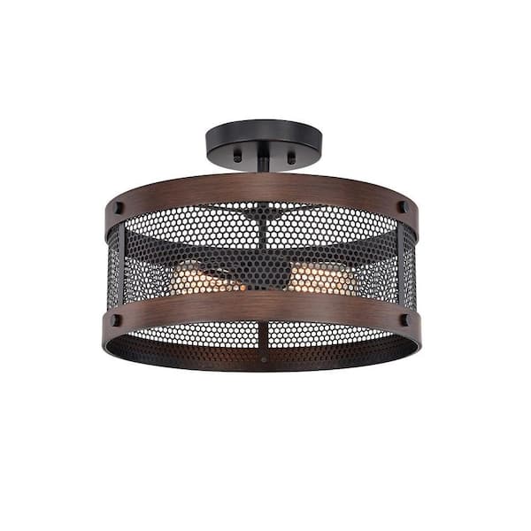 Warehouse of Tiffany Vannita 16 in. 2-Light Indoor Black Chandelier with Light Kit