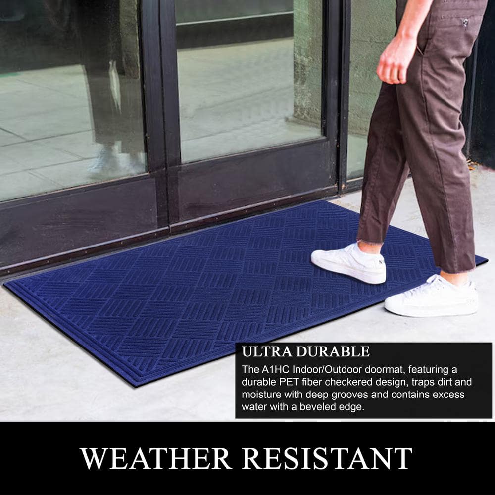 Blue Polypropylene Weatherproof Outdoor Door Mat 36" x 60"
