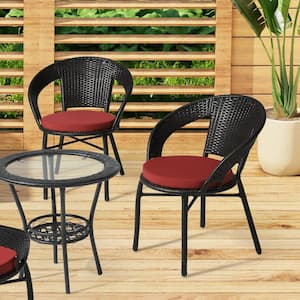 FadingFree (Set of 4) 18 in. Round Outdoor Patio Circle Dining Chair Seat Cushions in Red