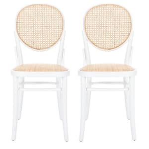 Sonia White/Beige Cane Wicker Dining Chair (Set of 2)