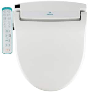 1000 Series Electric Bidet Seat for Round Toilets with Heated Water and dryer, Side Control Panel in. White