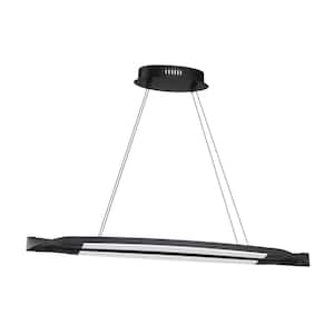 Serphus 1-Light Black, White Statement Integrated LED Pendant Light with White Metal, Acrylic Shade