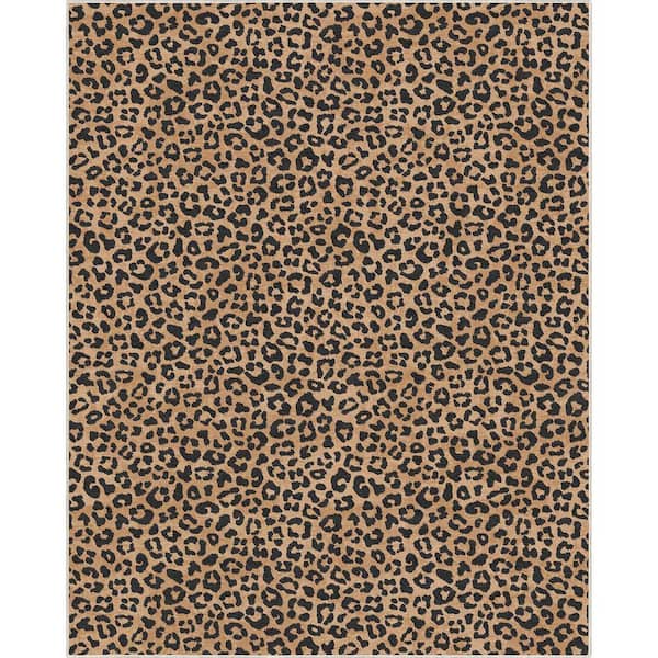 Brown 7 ft. 10 in. x 9 ft. 10 in. Animal Prints Leopard Contemporary Pattern Area Rug
