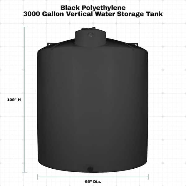 VPC 3000 Gal. Black Polyethylene Vertical Water Storage Tank 85