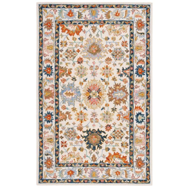 Aspen 5 X 8 Ivory/Blue Oriental Area Rug