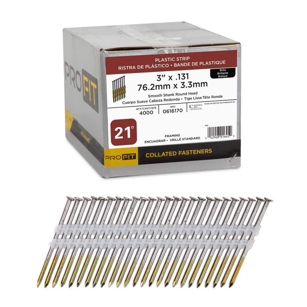 3 in. x 0.131-Gauge 21° Bright Finish Smooth Shank Plastic Strip Framing Nails (4000 per Box) price history on PriceWatchPro