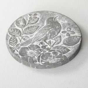 11 in. x 11 in. x 1 in. Round Cement Bird Stepping Stone