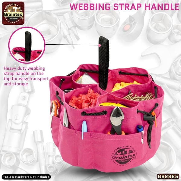 Graintex 10 in. 18-Pocket Grab Tool Bag with Drawstring Closure in