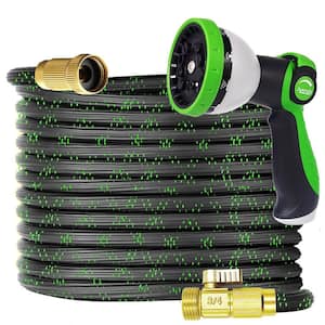 3/4 in. Dia x 50 ft. Flexible Light-Weight Garden Water Hose with 10 Function Hose Nozzle Sprayer, RV, Marine, Green